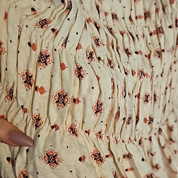 NWOT Free People Clementina Ivory Combo Smocked Bodice Mini Dress Size S - Picture 7 of 9